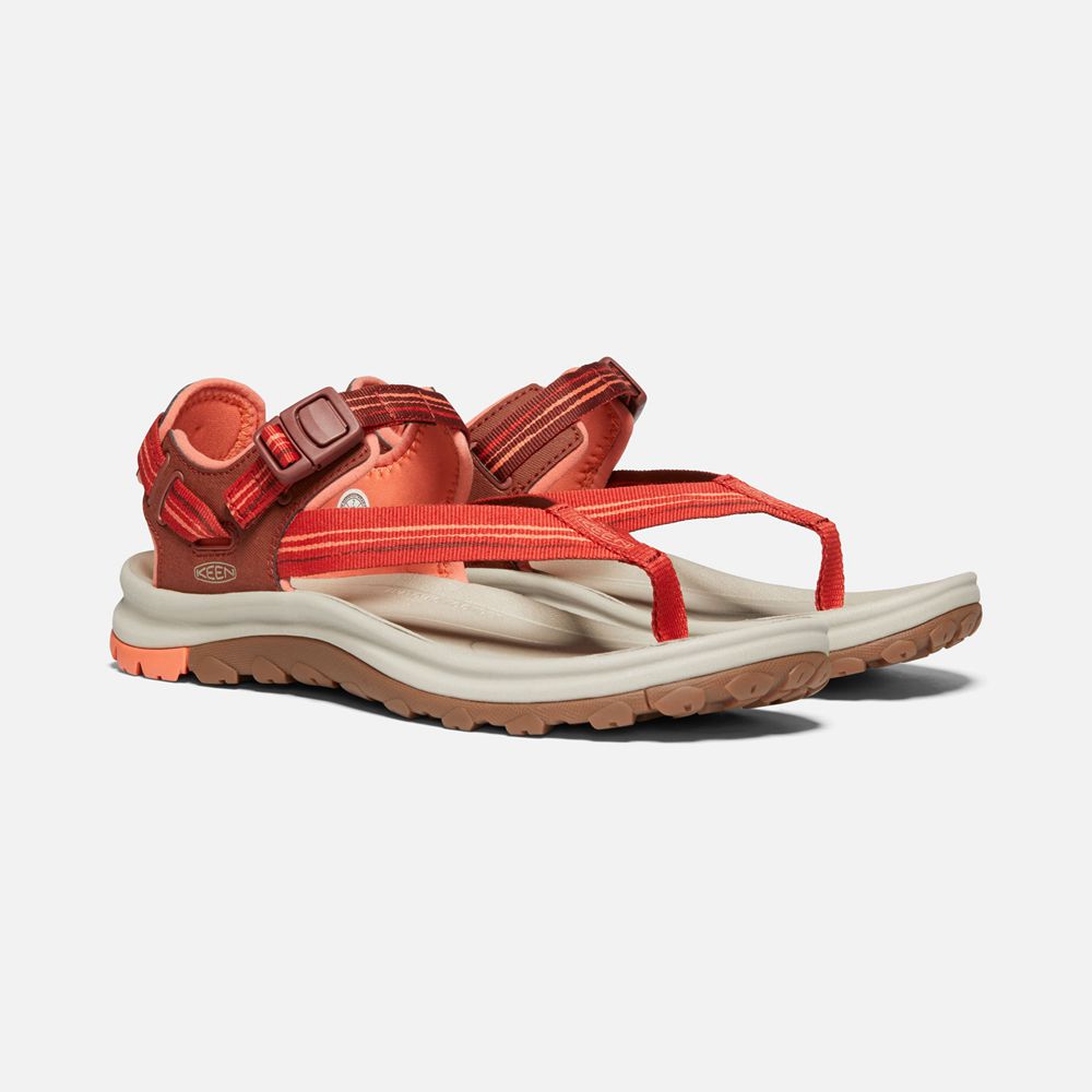 Keen Outdoor Sandalet Kadın Mercan/Kırmızı - Terradora Ii Toe Post - Türkiye UBPE60893